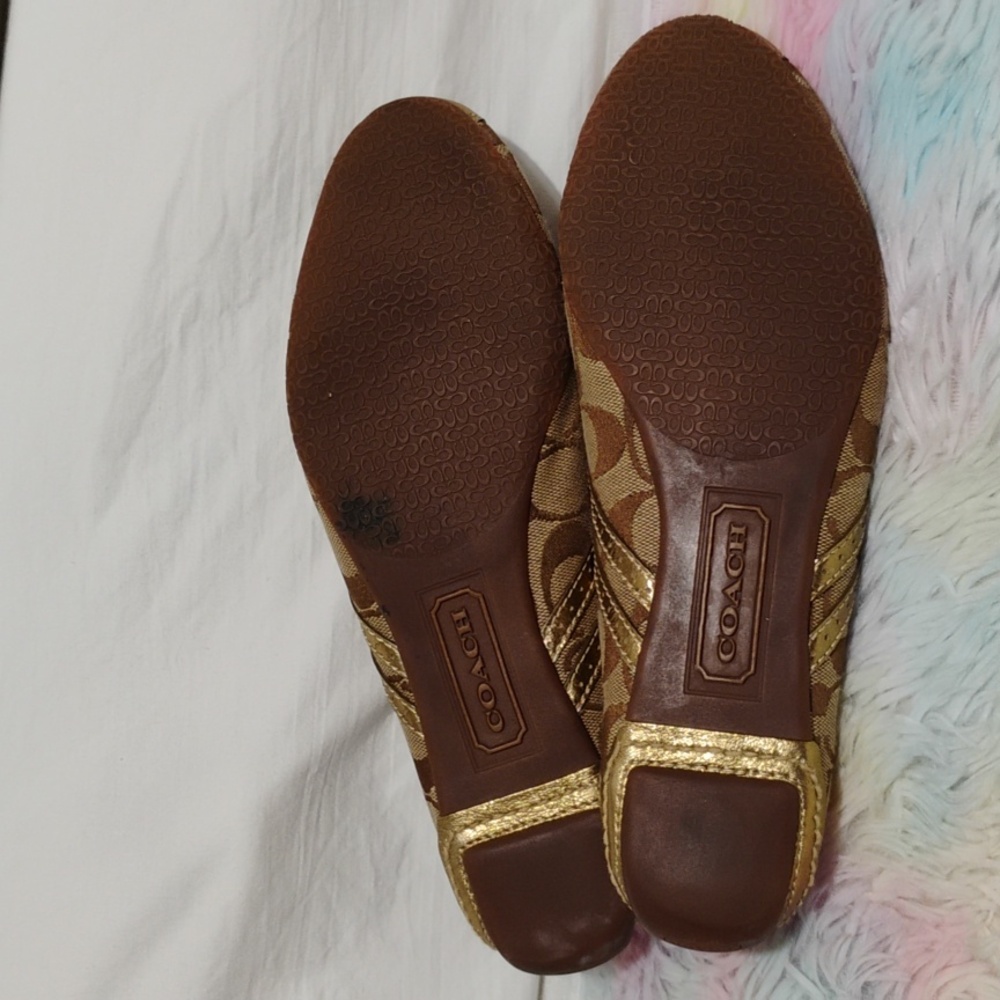 (X-100) SALE! Coach Ballet Flats W Gold Detail Sz.8M They can fit 8.5 Like New - Picture 13 of 15